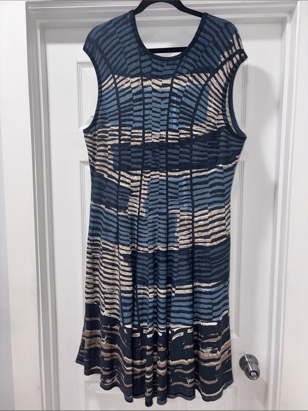 NIC+ZOE Sleeveless Blue & Cream Striped Midi Dress